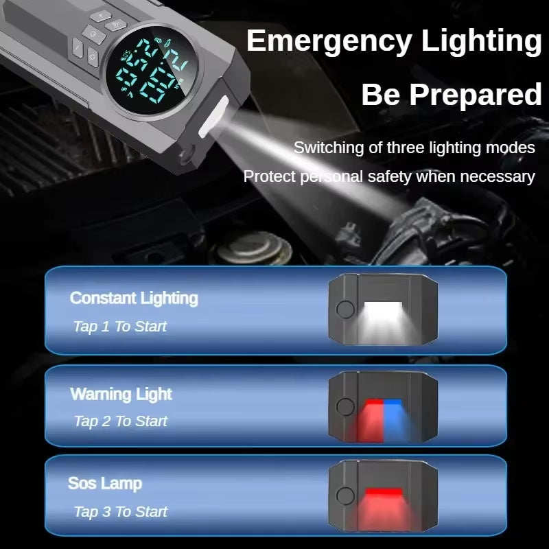 Jump Starter 4 in 1 Air Compressor Power Bank Portable Battery for 12V Car Emergency Booster Starting Device Tire Inflator Pump