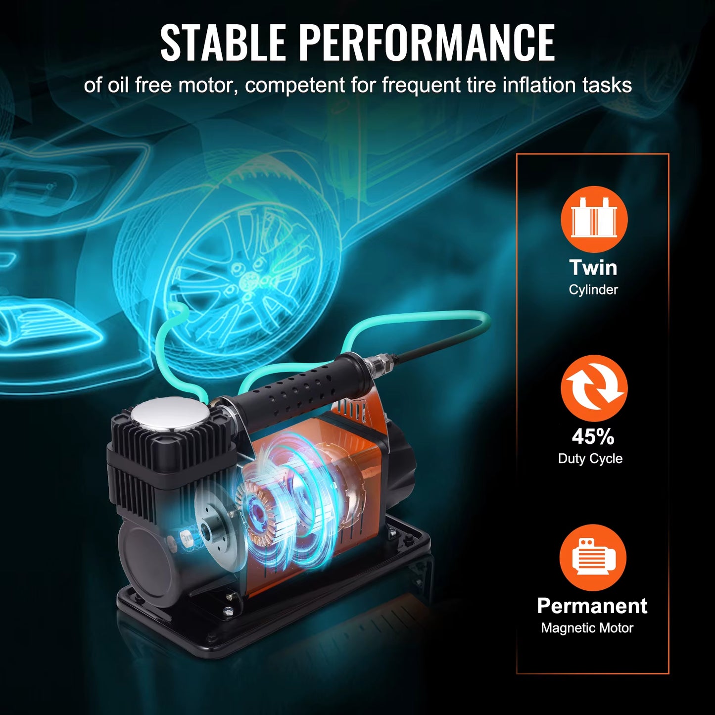 12V Air Compressor Heavy Duty 150PSI Car Offroad Air Compressor Portable Truck Tire Inflator Air Pump for Jeep Vehicle SUV
