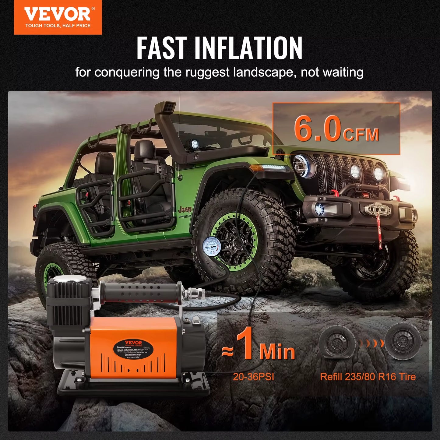 12V Air Compressor Heavy Duty 150PSI Car Offroad Air Compressor Portable Truck Tire Inflator Air Pump for Jeep Vehicle SUV