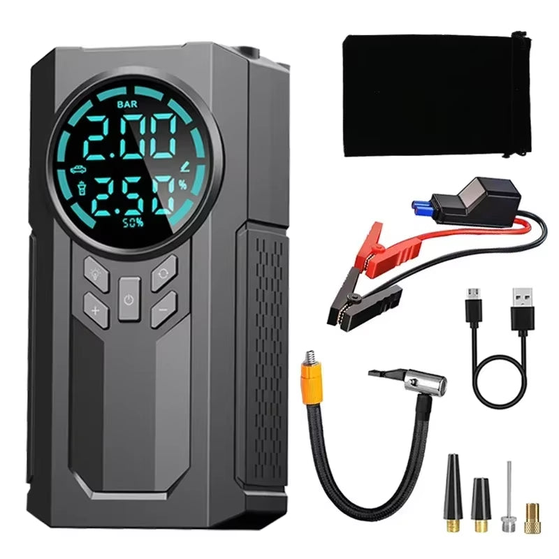 Jump Starter 4 in 1 Air Compressor Power Bank Portable Battery for 12V Car Emergency Booster Starting Device Tire Inflator Pump