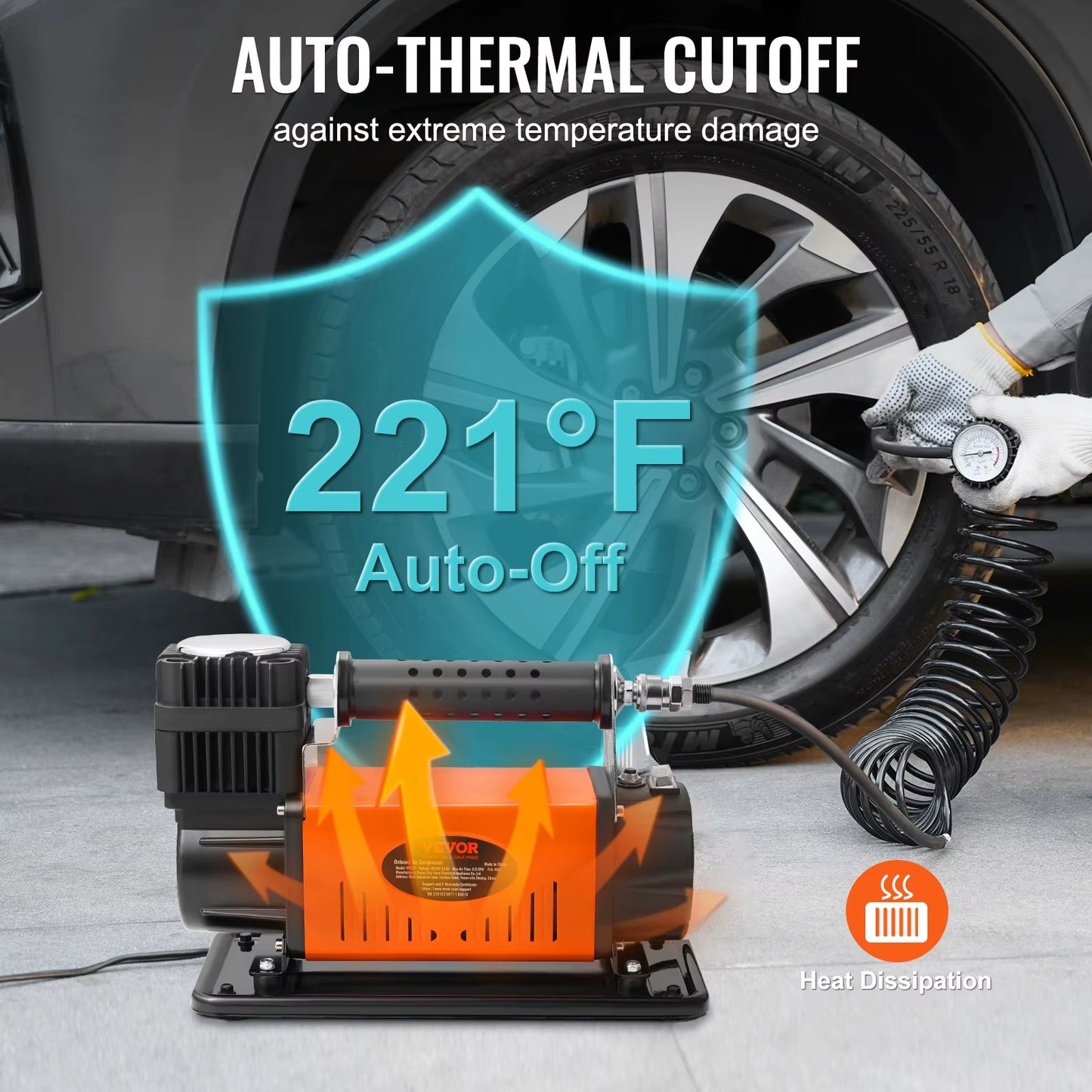 12V Air Compressor Heavy Duty 150PSI Car Offroad Air Compressor Portable Truck Tire Inflator Air Pump for Jeep Vehicle SUV