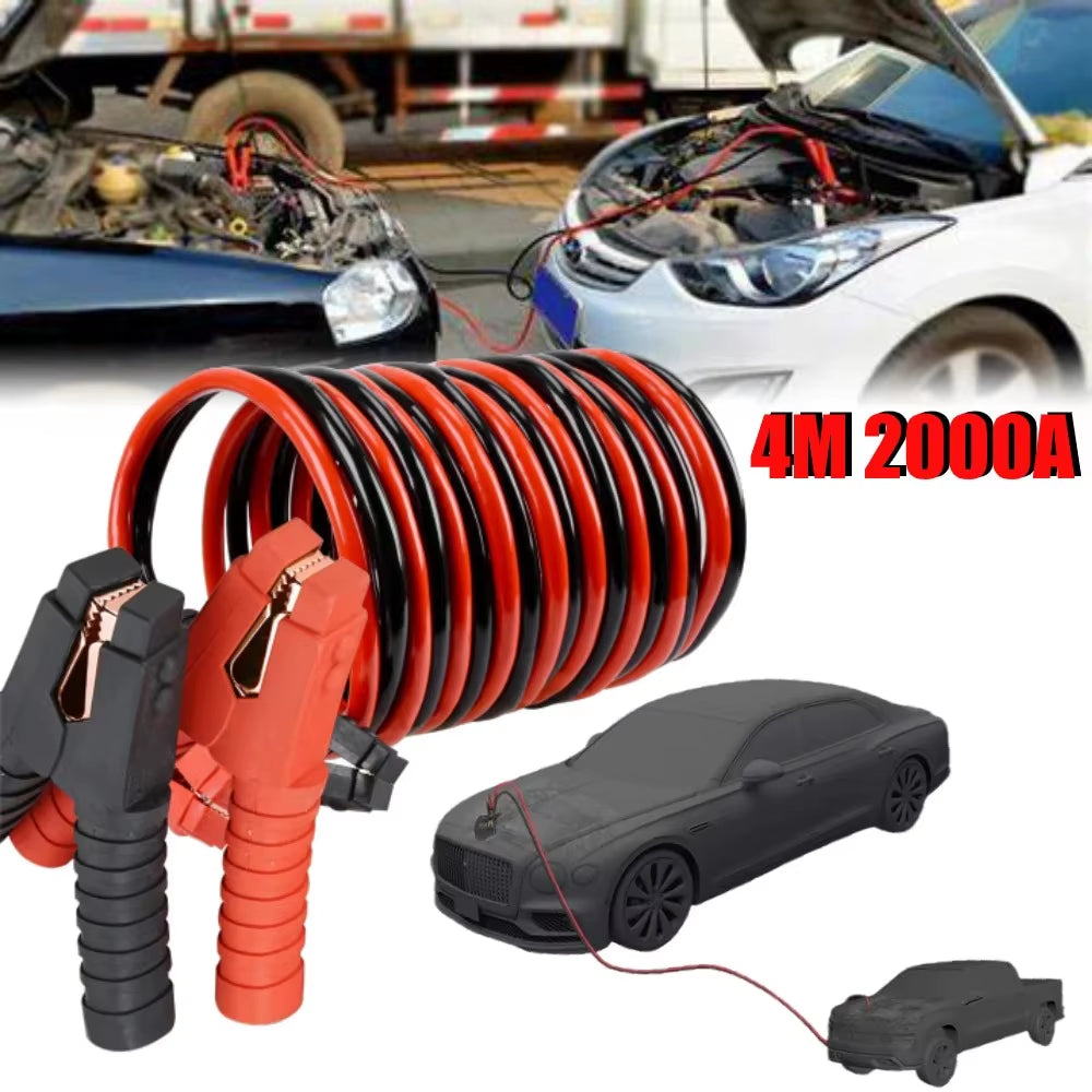 Auto Battery Heavy Duty Jumper Cables 4M 2000A Booster Cables for Cars Truck SUV Positive and Negative Firewire Jump Start Cable