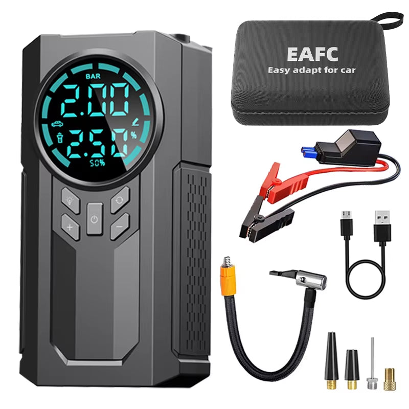 Jump Starter 4 in 1 Air Compressor Power Bank Portable Battery for 12V Car Emergency Booster Starting Device Tire Inflator Pump