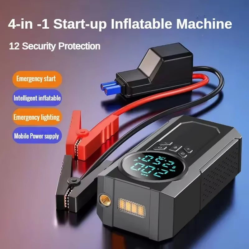 Jump Starter 4 in 1 Air Compressor Power Bank Portable Battery for 12V Car Emergency Booster Starting Device Tire Inflator Pump